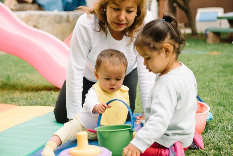 caregiver with children